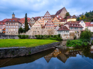 Gothic houses in Schwabisch Hall historical Old town, Germany - GlobePhotos - royalty free stock images