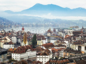 Lucerne Old town, Switzerland, on a misty day - GlobePhotos - royalty free stock images