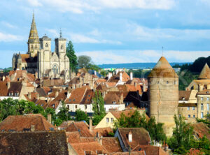 Panoramic view of the Medieval Old town of Semur en Auxois, Burgundy, France - GlobePhotos - royalty free stock images