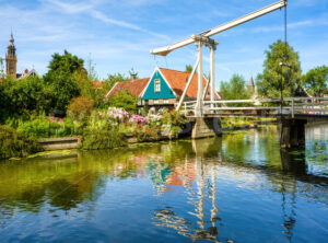 Historical Kwakelbrug bridge in Edam town, Netherlands