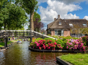 Panoramic view of Giethoorn water village, Netherlands