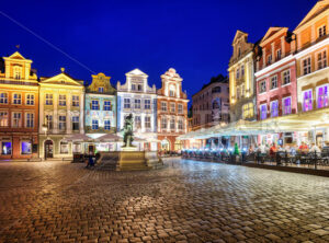 Poznan Old town at night, Poland