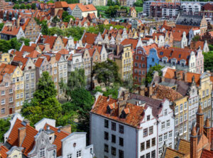 View over the roofs of Gdansk Old town, Poland