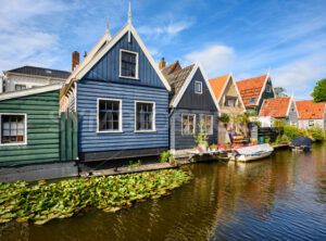 Waterside houses in De Rijp village, Netherlands