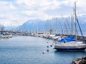 Yacht harbor of Lausanne city, Switzerland