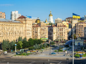 Kiev, Ukraine, panorama of Maidan square in the city center