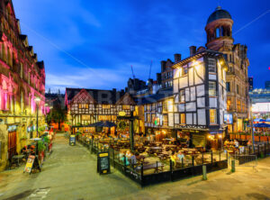 Half-timbered buildings in Manchester city, England