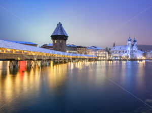 Lucerne Old town on a winter evening, Switzerland
