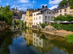 Luxembourg Old town, view from the Grund district