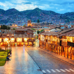 Main square of Cusco Old town in the evening, Peru - GlobePhotos - royalty free stock images