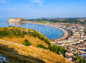 Panoramic of Llandudno town, the largest seaside resort in Wales, United Kingdom