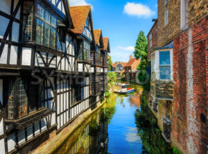 The Stour river in the Old town of Canterbury, England