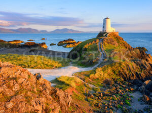 Twr Mawr Lighthouse on sunset, Wales, United Kingdom - GlobePhotos - royalty free stock images