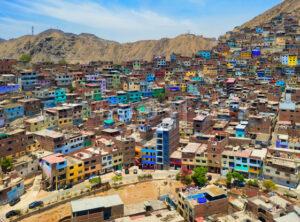 Colorful shanty town in Lima city, Peru
