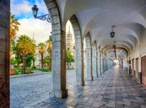 Historical archways in Arequipa, Peru