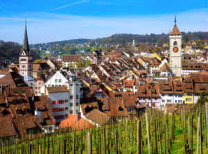 Red tiled roofs of Schaffhausen Old town, Switzerland