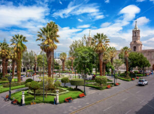 Central square Plaza de Armas in Arequipa, Peru