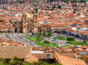 Panoramic view of Plaza de Armas, Cusco, Peru