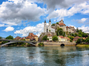 Aarburg town on Aare river, Switzerland