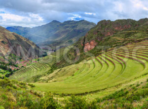 Pisac terraces in Sacred Valley, Cusco, Peru