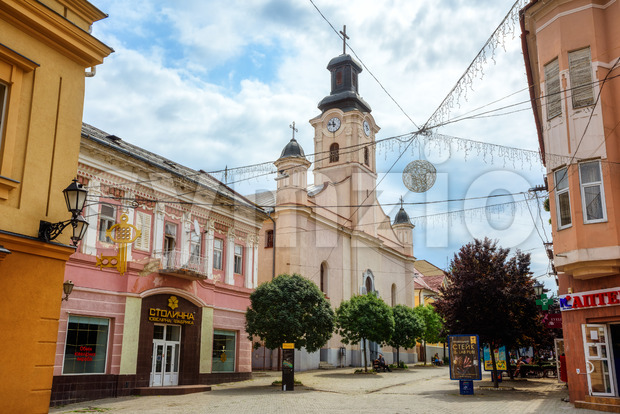 Historical Uzhgorod city center, Ukraine Stock Photo