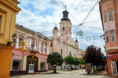 Historical Uzhgorod city center, Ukraine Stock Photo