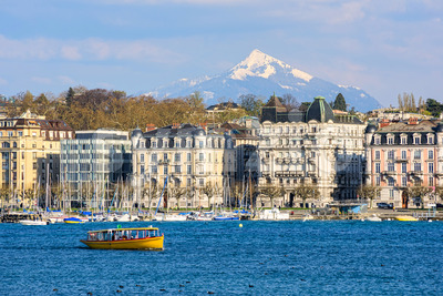 Geneva city on Lake Geneva, Switzerland Stock Photo
