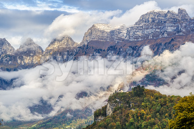 The Churfirsten mountain range in swiss Alps, Switzerland Stock Photo