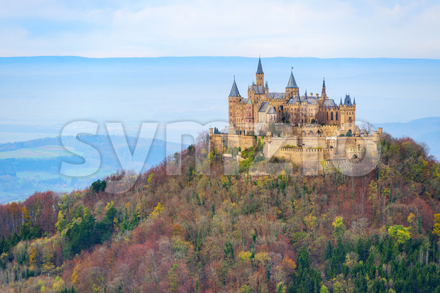 Hohenzollern castle in the Black Forest mountains, Germany Stock Photo