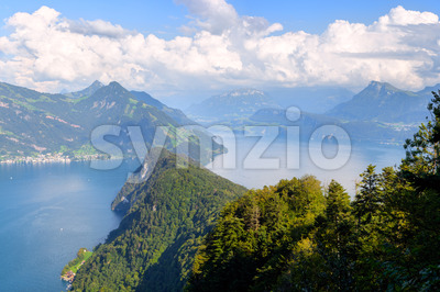 Lake Lucerne in swiss Alps mountains, Switzerland Stock Photo