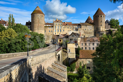 Medieval Old town of Semur en Auxois, Burgundy, France Stock Photo