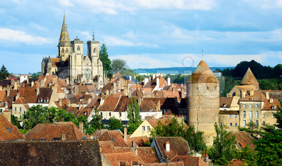 Panoramic view of the Medieval Old town of Semur en Auxois, Burgundy, France Stock Photo