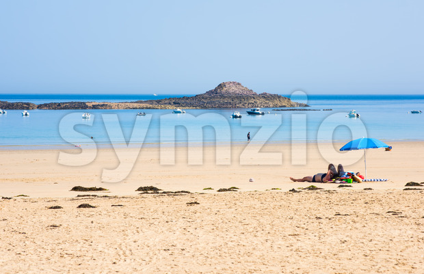 Sables d'Or les Pins beach in Brittany, France Stock Photo