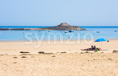 Sables d'Or les Pins beach in Brittany, France Stock Photo