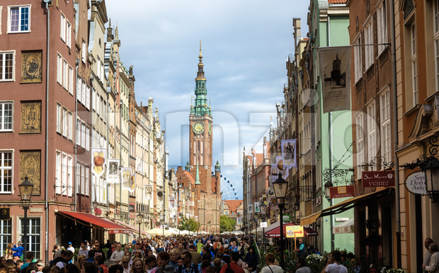 Dluga Street in the Old town center of Gdansk city, Poland Stock Photo