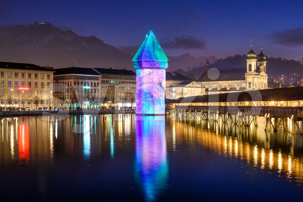 Lilu Light show in Lucerne Old town, Switzerland Stock Photo