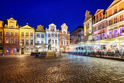 Poznan Old town at night, Poland Stock Photo