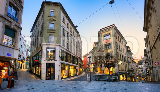 Lausanne pedestrian city center, Switzerland Stock Photo