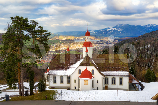 Hergiswald church in  Lucerne, Switzerland Stock Photo