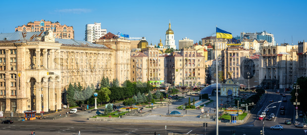 Kiev, Ukraine, panorama of Maidan square in the city center Stock Photo