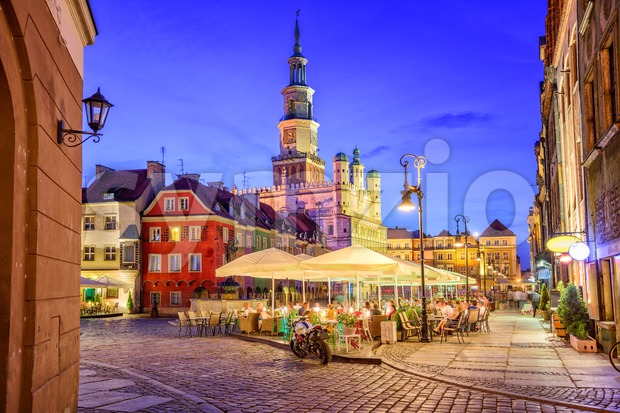 Main square of the old town of Poznan, Poland on a summer day evening. Stock Photo