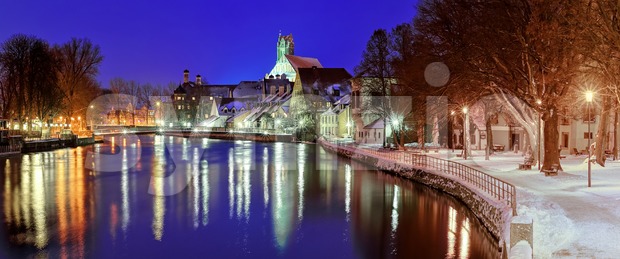 Gothic town Landshut on Isar river by Munich, Bavaria, Germany Stock Photo