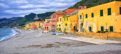 Colorful fisherman's houses on italian Riviera in Varigotti, Liguria, Italy Stock Photo