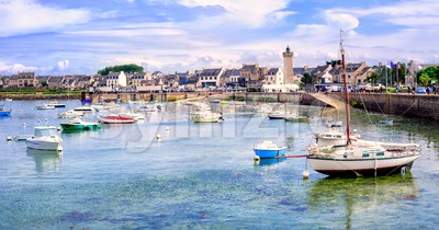 Fisherman's boats in the harbour of Roscoff, Brittany, France Stock Photo