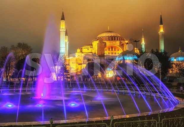 View of Hagia Sophia from Sultanahmet park, Istanbul, Turkey Stock Photo