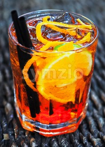 Glass of Aperol long drink Stock Photo