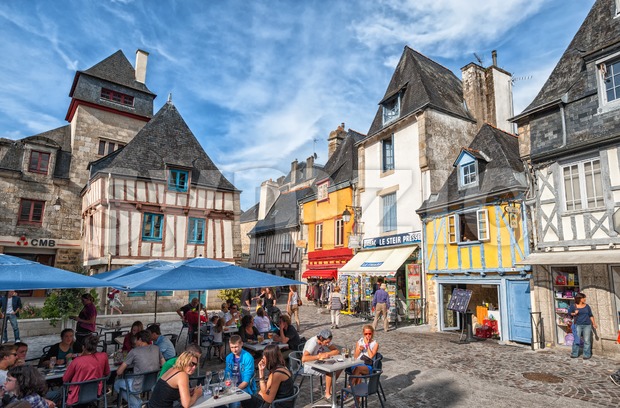 Lively town square in Quimper, Brittany, France Stock Photo