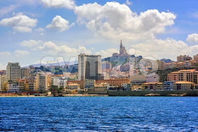 Panoramic view of Marseilles town, France Stock Photo