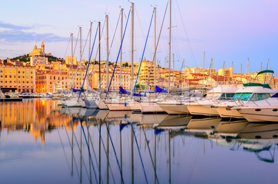 Yachts in the Old Port of Marseilles, France Stock Photo