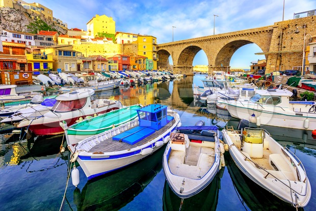 Small fishing port, Marseilles, France Stock Photo